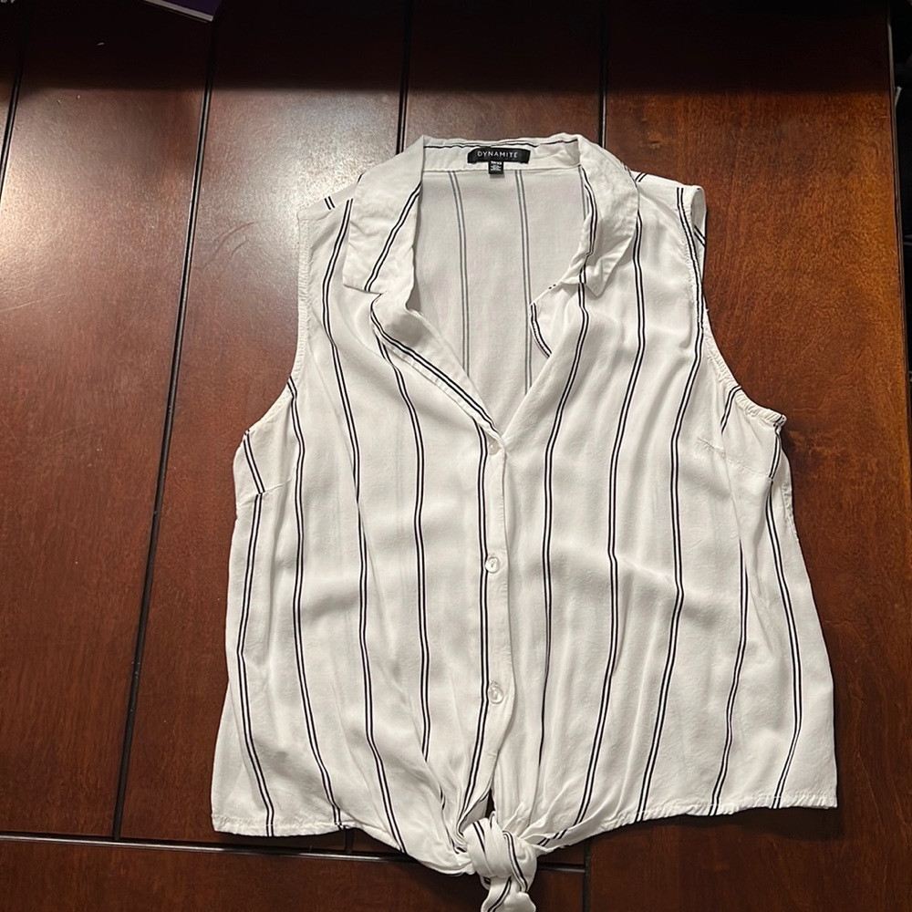Dynamite white stripped tank top